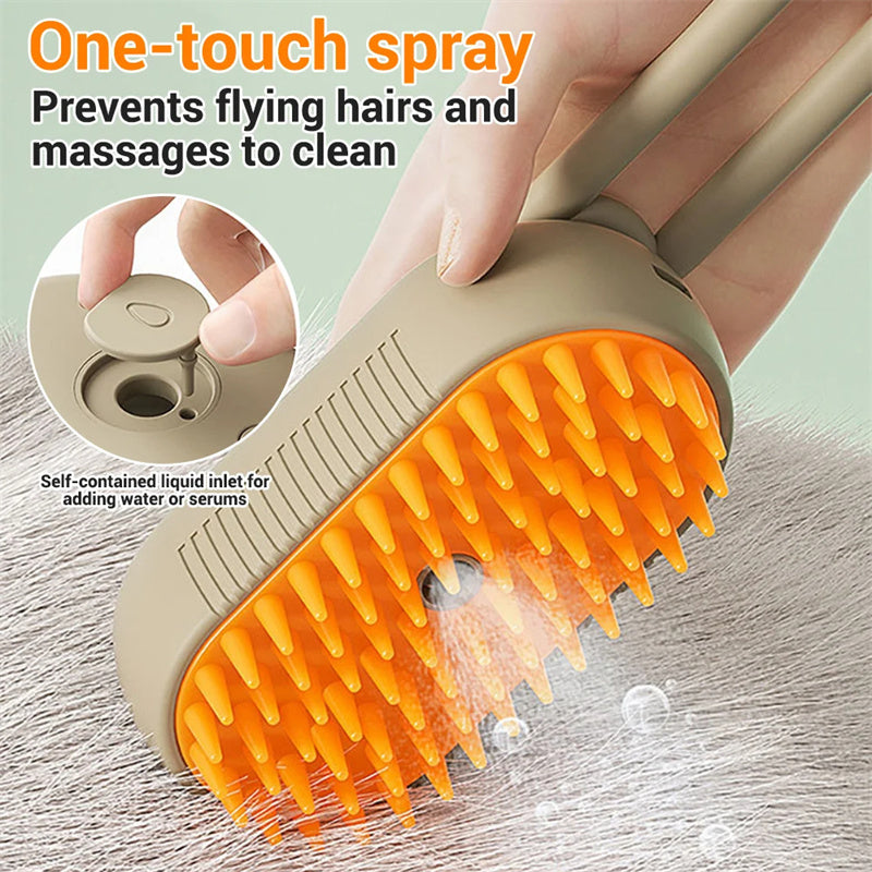 grooming comb with steam spray