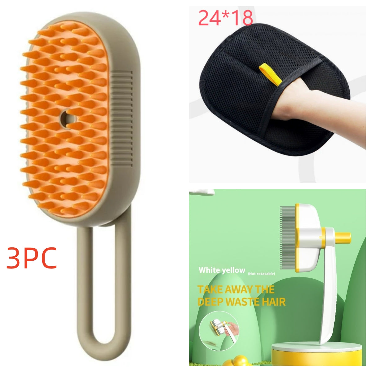 grooming comb with steam spray
