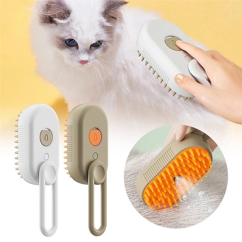 3-in-1 Electric Steam Pet Brush – Spray, Massage & Grooming Comb for Cats & Dogs