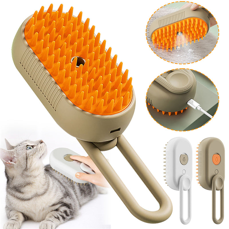grooming comb with steam spray