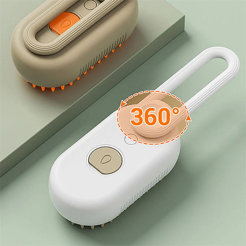 grooming comb with steam spray