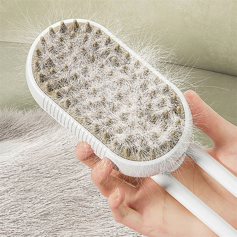 grooming comb with steam spray